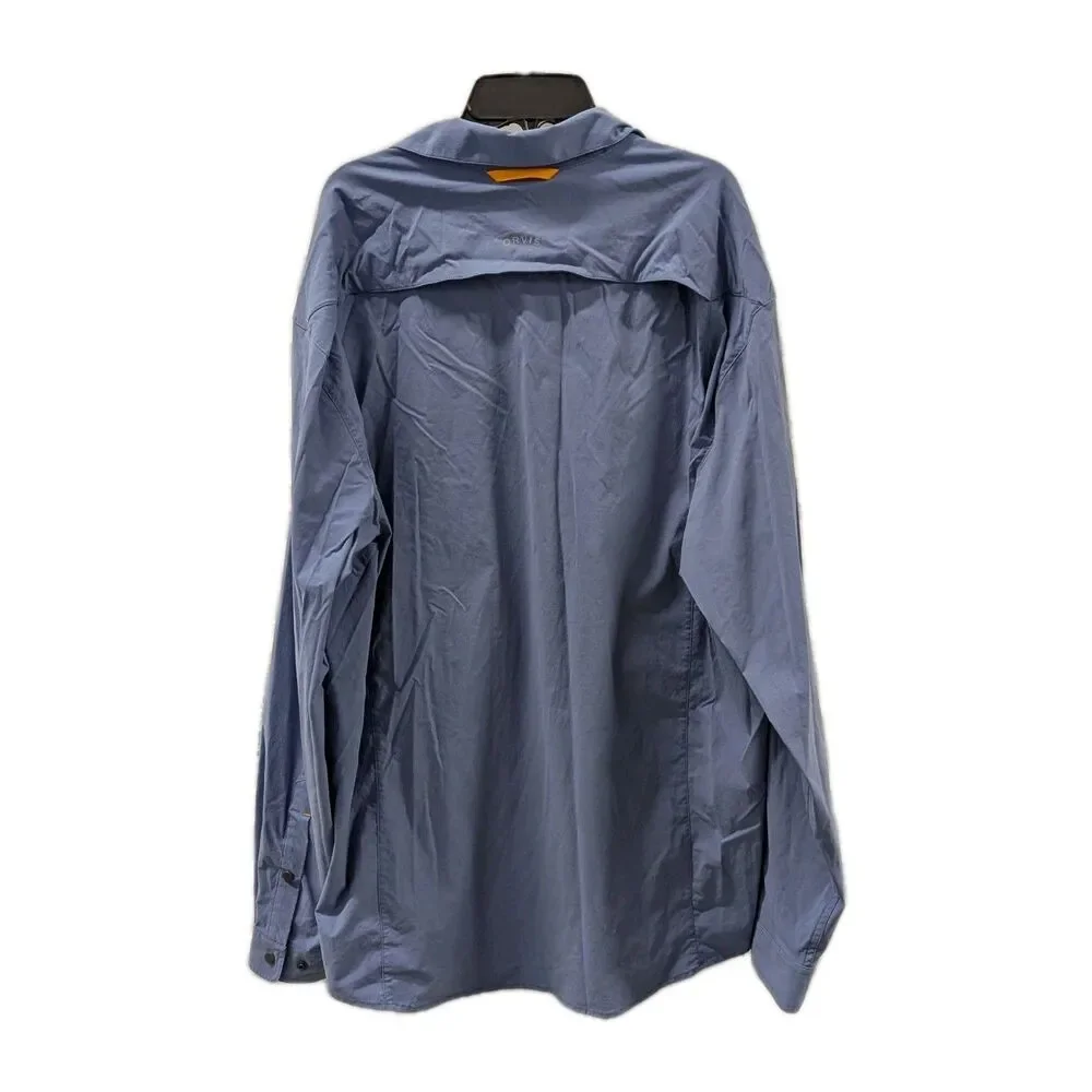 Orvis Men's Size XL Blue Vented Nylon Fishing Long Sleeve Button Front Shirt‎